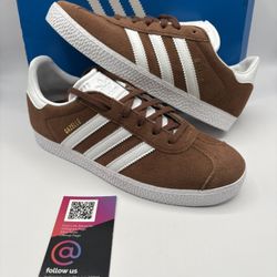 New Adidas Gazelle J Big Kids Shoes Preloved Brown Cloud White Size 4.5