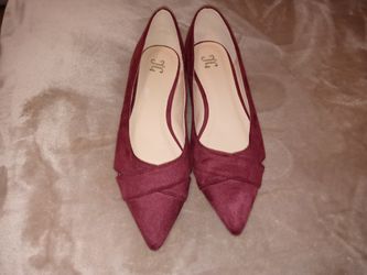 JG Burgundy Faux Suede Flats Women's Size 10 *Brand New*