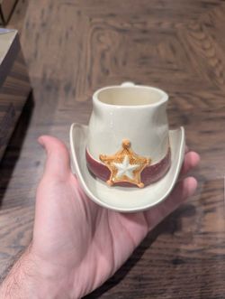Vintage Mug Coffee Cup Sheriff Cowboy Western Hat Planter Avon Gift Collection