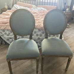 Blue Paige Round Back Upholstered Dining Chair Set of 2
