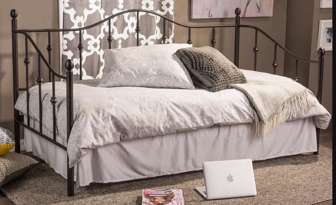 New Twin Size Black Metal Space Saving Daybed Sofa
