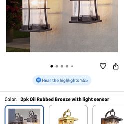 2 Pk Oil Rubbed Bronze Outdoor Sconces Light 