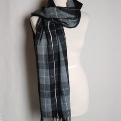 Alpine Swiss Mens/Unisex Scarf Ultra-Soft Winter Shawl Lightweight Gray Plaid