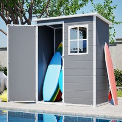 5x3ft Gray
Resin Outdoor Storage
Shed with Floor
Waterproof Lockable
Design and Window - Ideal Tool &
Garden Storage for Backyard, Patio,
Lawn