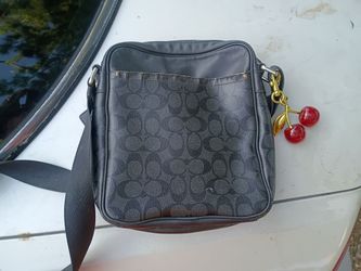 COACH - black "Sullivan Crossover shoulder bag" w COACH "cherry keychain"