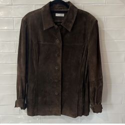 Lord & Taylor Vintage Women’s Suede Leather Shirt Jacket Outerwear Large