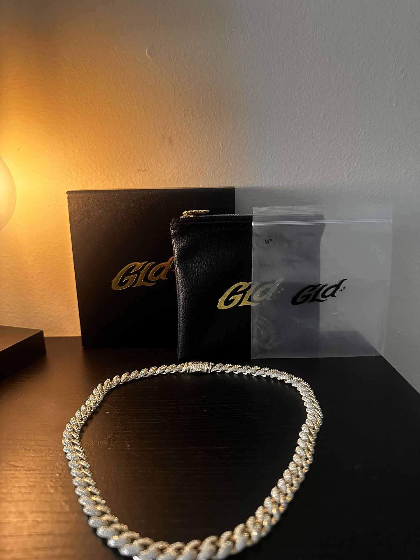 GLD Diamond Cuban Chain in Yellow Gold - 8.5mm - 18in