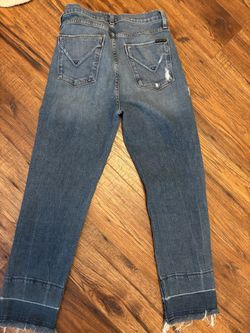 Hudson Medium Wash Zoeey High Rise Ankle  Distressed Cropped Jeans