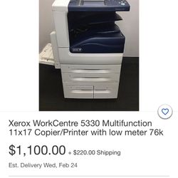 Xerox 5330 Black Printer W/ Added Staple and Hole Punch