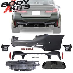 For 17-20 BMW G30 G31 5-Series CS Style Rear Bumper Cover Conversion w/ Diffuser