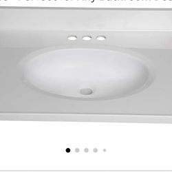 9945: New Fine Fixtures Cultured Marble Composite Bathroom Sink Top - Fits Standard 24” Vanity | Elegant and Durable Bathroom Sinks for Modern Homes -