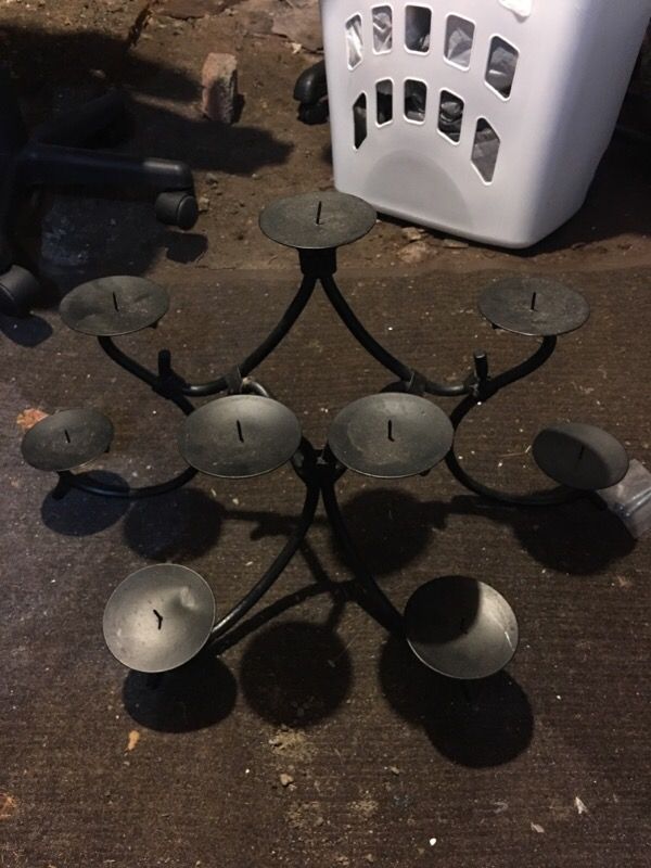 Metal black candle holder