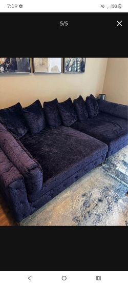 Large Velvet Sectional Sofa with Pillows