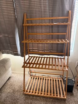 Bamboo Ladder Shelf 4-Tier Freestanding Bookcase