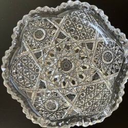 Antique American Brilliant Hand Cut Crystal Shallow Bowl