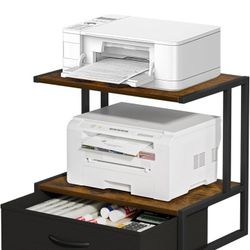 Printer Stand with Storage for Desk, with Fabric Drawer Desktop Printer Stand Shelf Organzier for Home Office