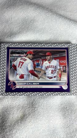 2022 Topps Short Print MVP Caliber Duo Shohei Ohtani/Mike Trout Purple
