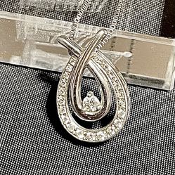 REDUCED Sterling Silver Diamond Pendant 