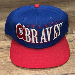 Atlanta Braves MLB New Era Throwback Logo Snapback Hat Blue Red Size OSFM
