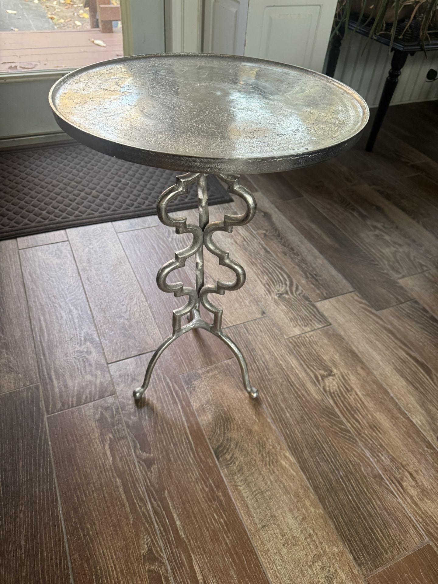 MCM Sculptural Brutalist Tall Cast Aluminum Accent Table
