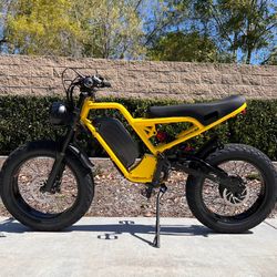 1500 Watt Electric Ebike, Heavy Duty/Full Suspension, Hydraulic Brakes  (Flaked Yellow)