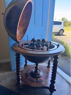 Zoffoli Wood Globe Bar Cart on Casters