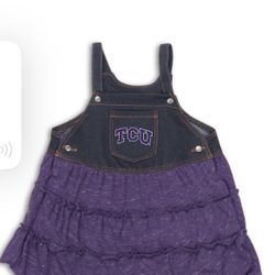 TCU/ University Gear Girls Infant Colosseum Purple/Denim TCU Horned Frogs Sandlot Overall Dress & Bloomer Set Sz:3-6