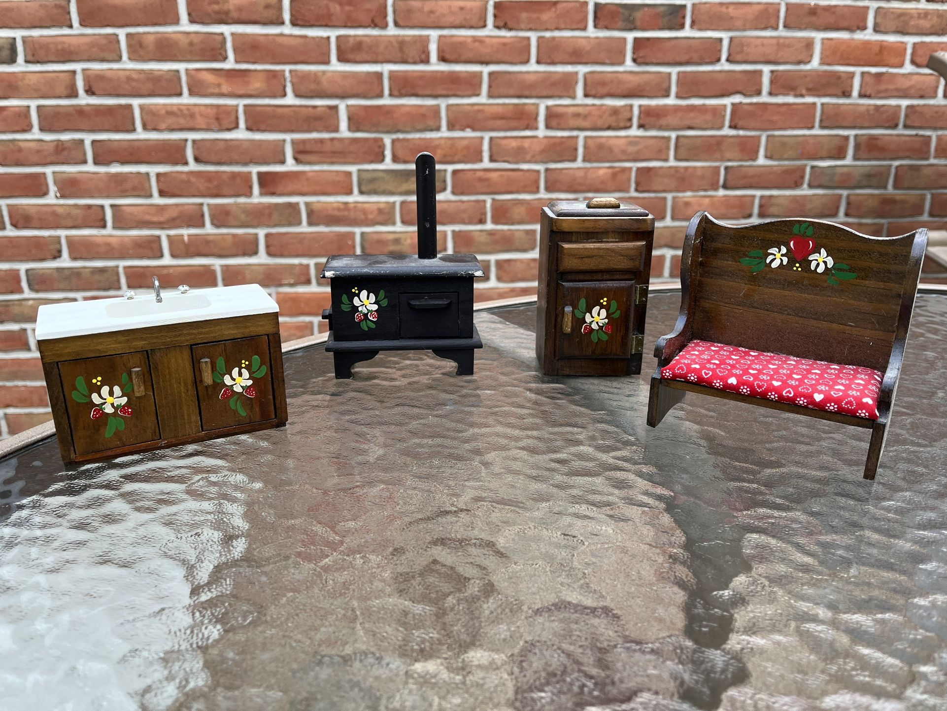 Vintage Wooden Doll House Furniture