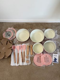 CAROTE 19pcs Pots and Pans Set Non Stick, Detachable Handle Cookware, Pink