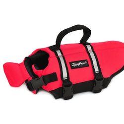 Zippy Paws Small Dog Velcro Clip Red Life Jacket Lightweight Reflector Vest