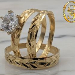 Anillos De Compromiso Y Alianza De Oto 14K