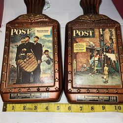 Two (2) Jim Beam Bicentennial Bourbon Bottle Decanter Norman Rockwell