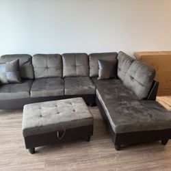New Sectional + Storage Ottoman  — Left or Right Chaise — Delivery Available  