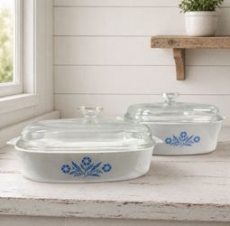 Vintage Corning Ware Blue Cornflower Casserole Set A-10-B + Larger Mixed Era Set