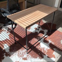 Wood and Metal Writing Desk with Storage Natural - Room Essentials