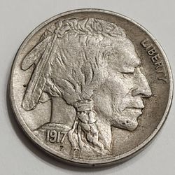 1917 Buffalo Nickel - Solid Strong Date - Antique Coin