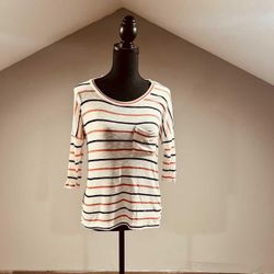 Striped Quarter Sleeve Sweater - Small