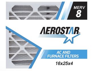 Aerostar Air Filter 16x25x4 MERV 8 AC Filter, HVAC, Furnace Filter, 6 Pack ACTUAL SIZE (15.50 x 24.50 x 3.75) AC Filter, HVAC, Furnace Filter Captures
