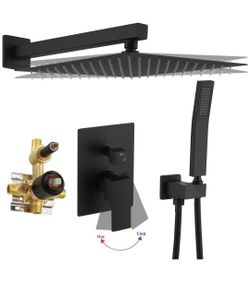 BWE 1-Handle 2-Spray Patterns Shower Faucet 2.5 GPM with Adjustable Flow Rate in Matte Black