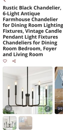Rustic Black 6-Light Farmhouse Chandelier