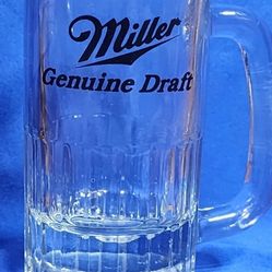 Miller Genuine Draft Beer Mug Stein 5  1/2" Vintage Glassware Rare Heavy 