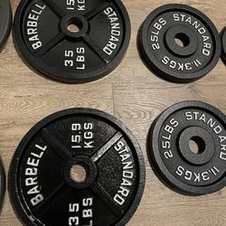 Brand NEW Full Set Of Olympic Weight Plates [Cast iron = 245 lbs]