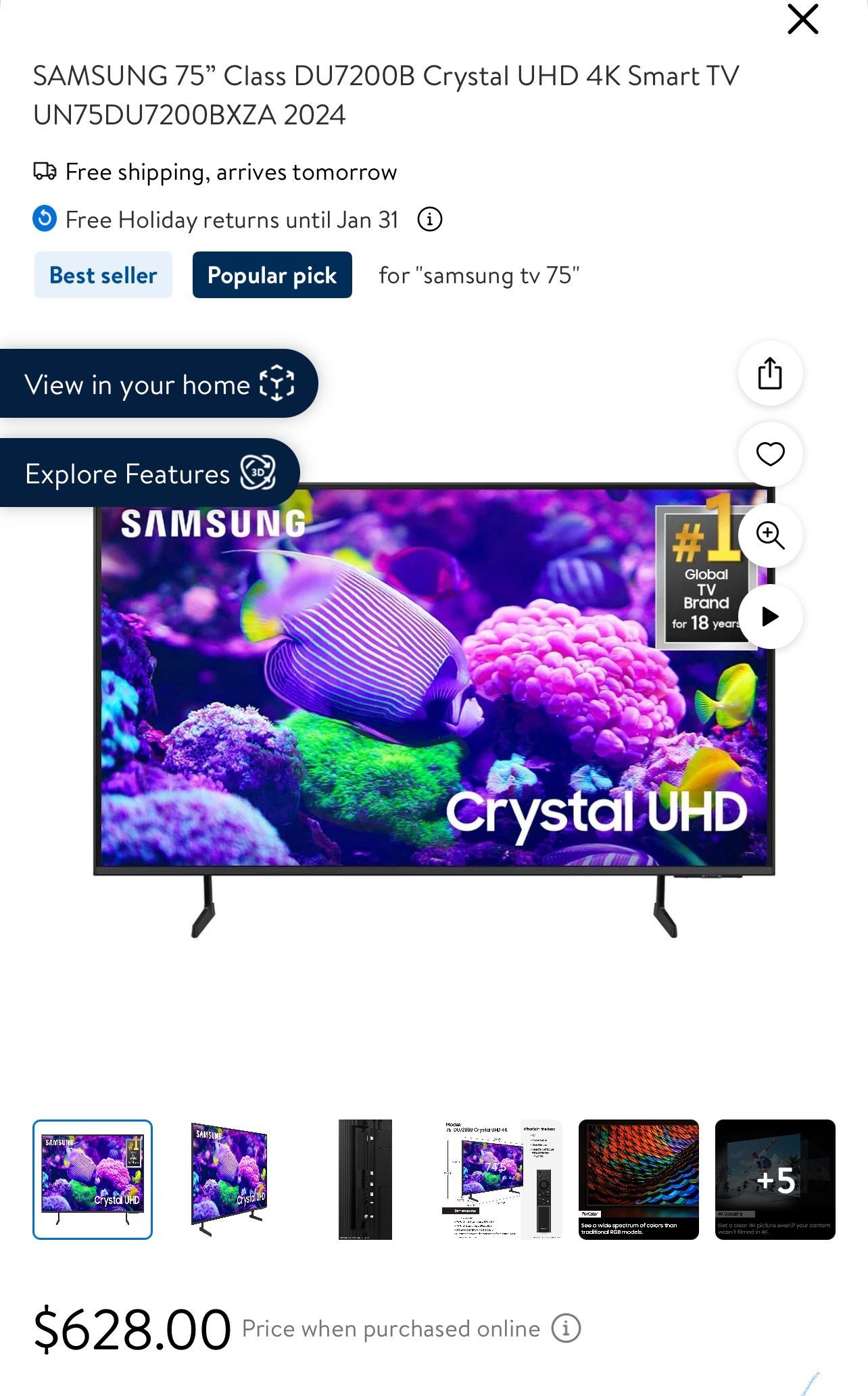 Samsung 75inch Smart Tv Brand New