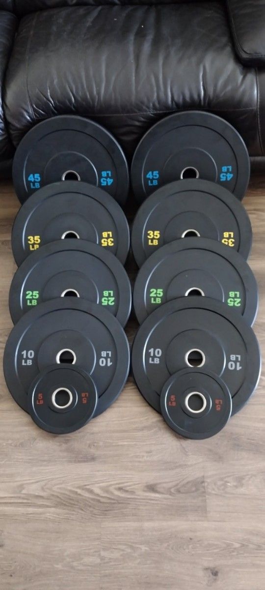 OLYMPIC BUMPER WEIGHT PLATES.