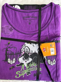 Looney Tunes "A Little Superstitious" Halloween Pajama Set M (7/9)