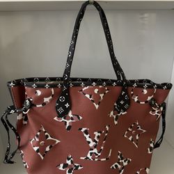 Two Toned Black And Brown Tote Bag