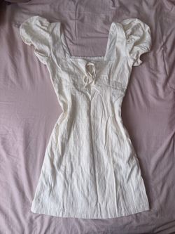 Anthropologie White Puff Sleeve Mini Dress