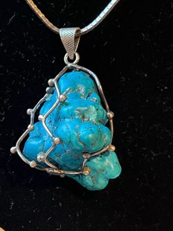 Large Egyptian turquoise necklace 925 silver