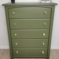 Olive Green 5-Drawer Modern Dresser