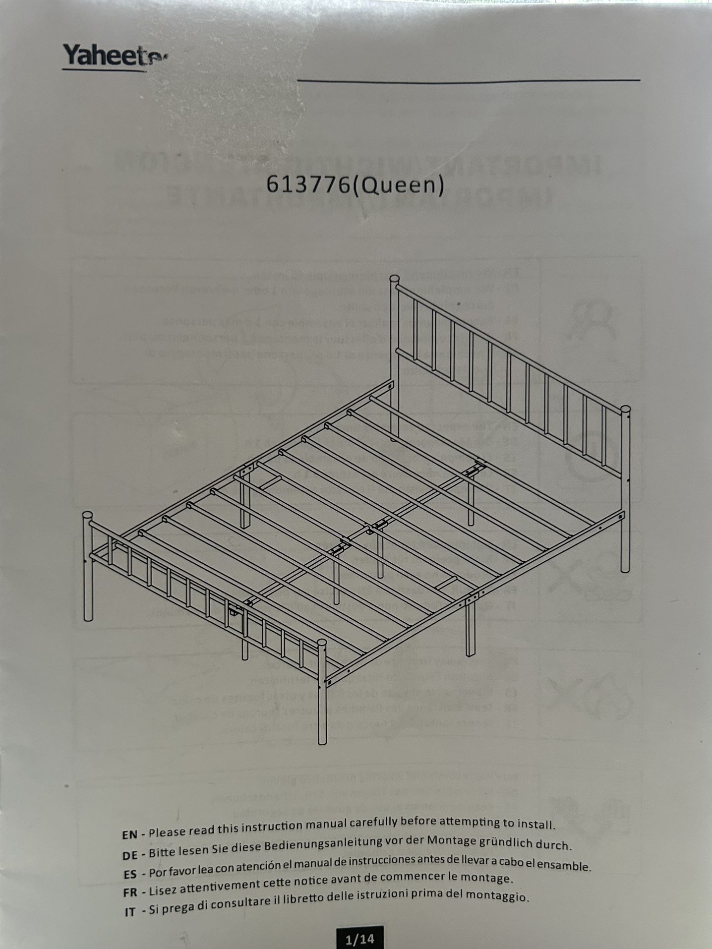 Whit Metal Queen Bed frame